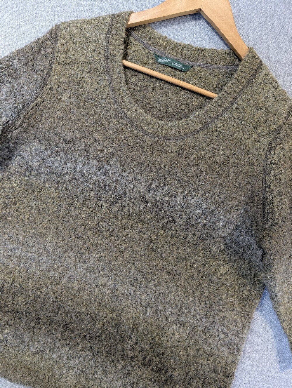 Woolrich Wool Blend Sweater Women's Large Brown Green 3/4 Sleeve